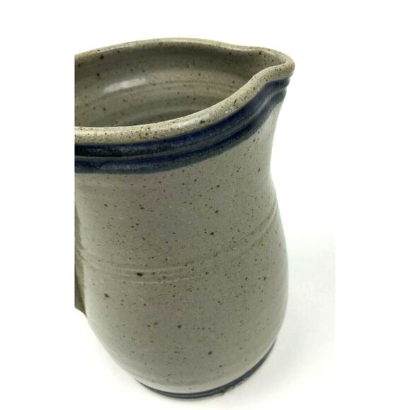 Salt Glazed Pottery Pitcher GUILFORD Est.1689 Stoneware Gray Cobalt Blue Leaves - Picture 6 of 12